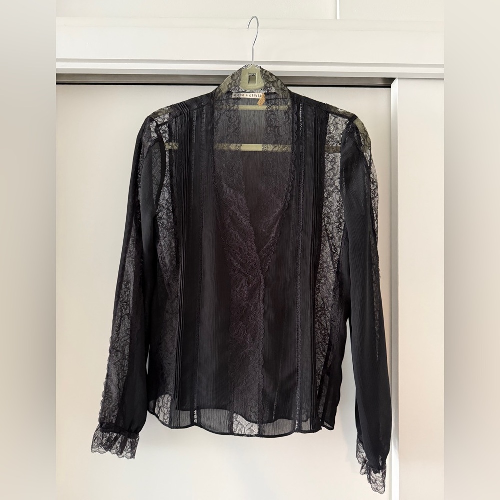 Alice + Olivia Black Lace Blouse